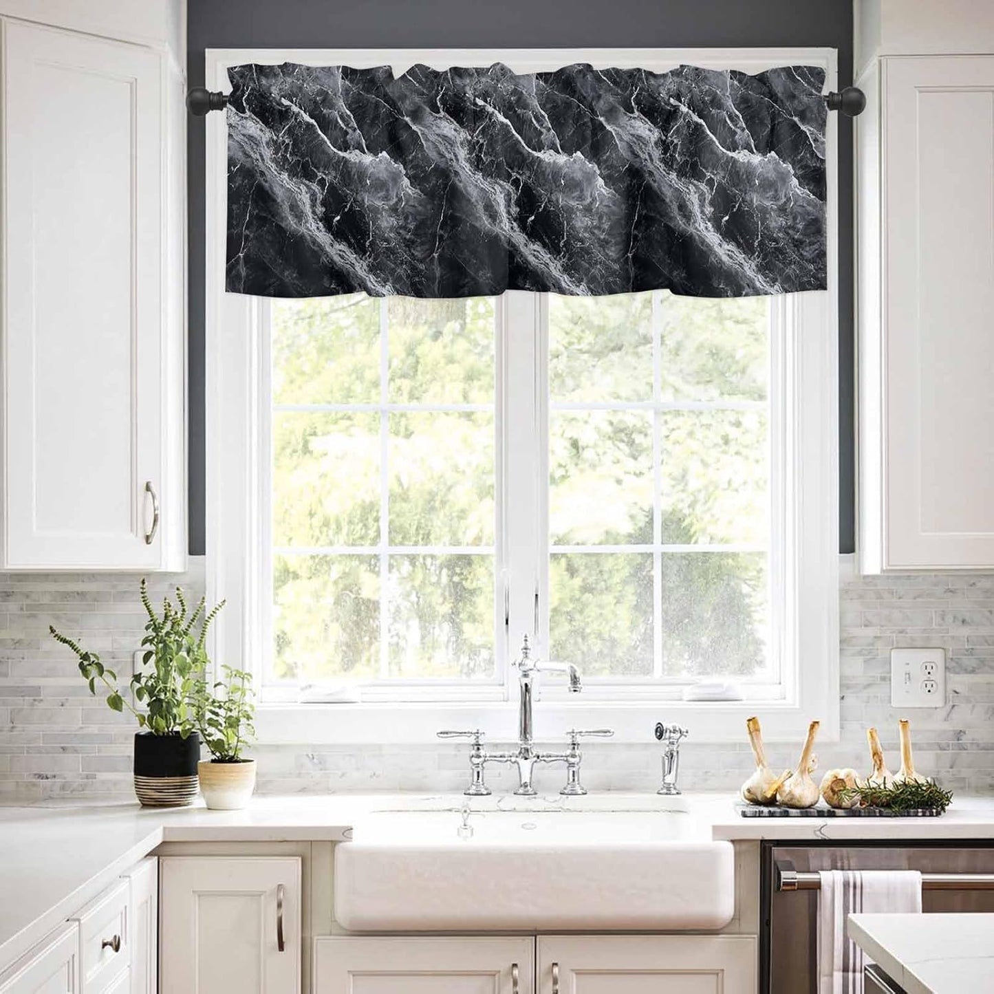 Black Marble Window Valance