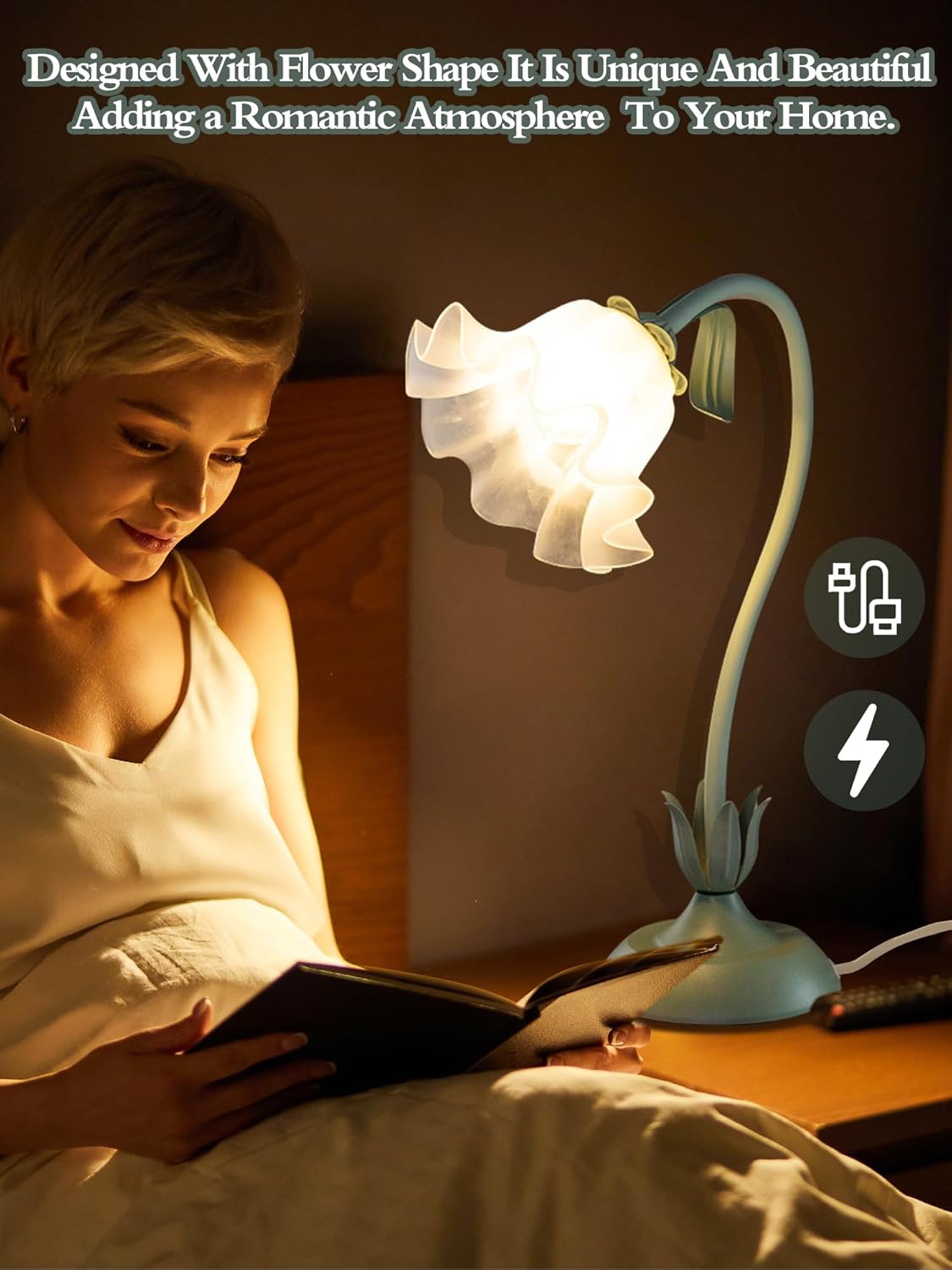 Vintage Green Flower Lamp