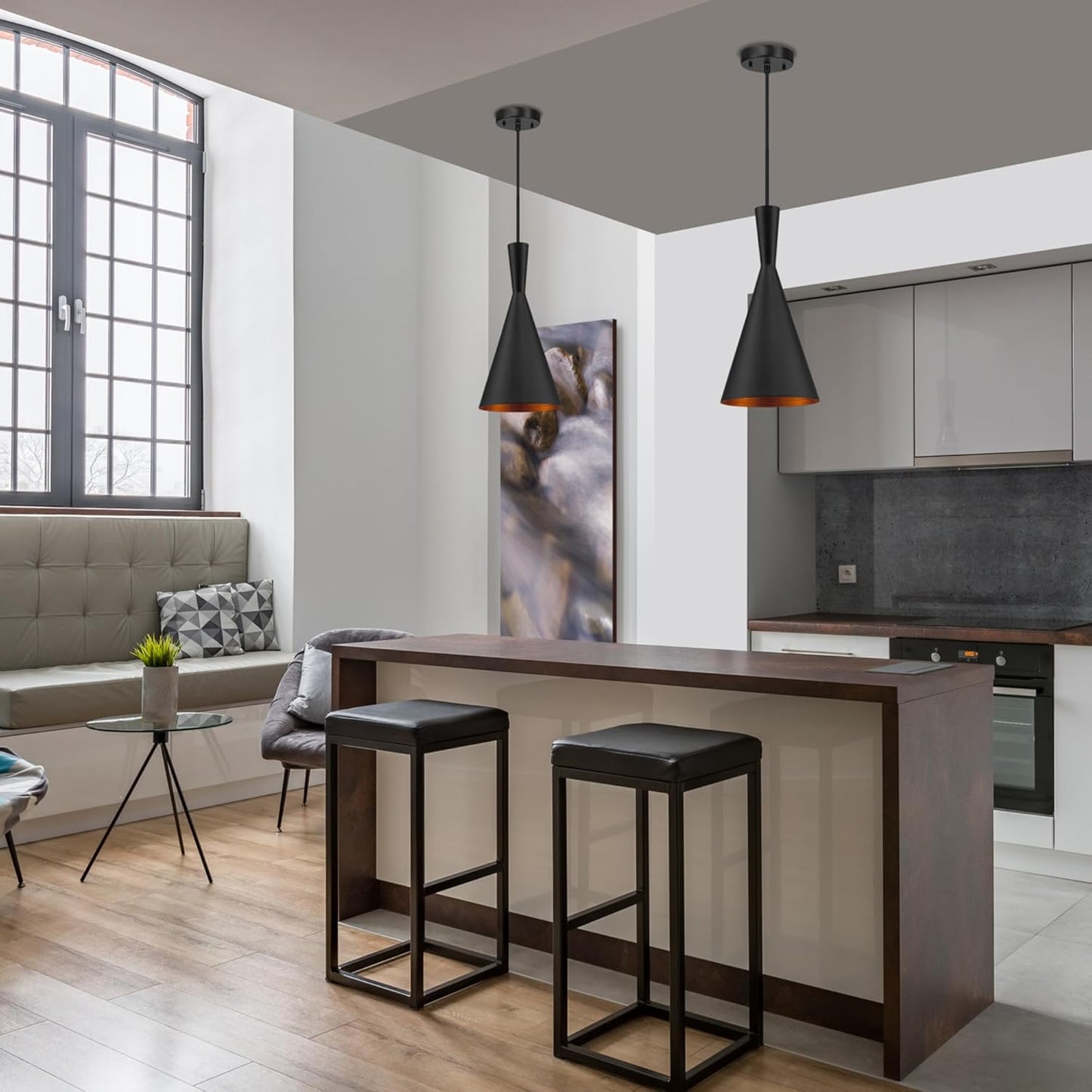 Black Hourglass Pendant Light