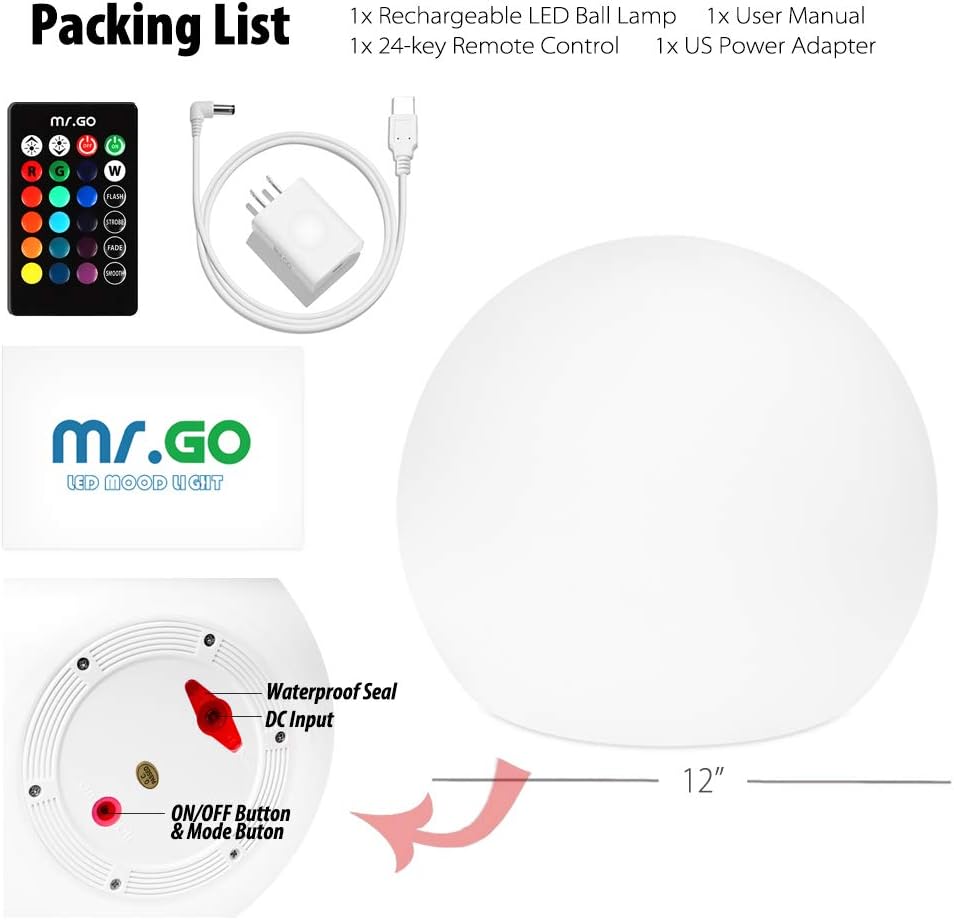 12" Rechargeable RGB LED Light