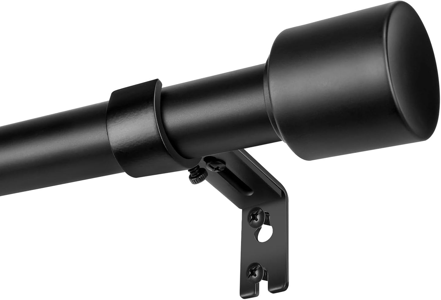 1" Matte Black Adjustable Curtain Rod (Up to 144")