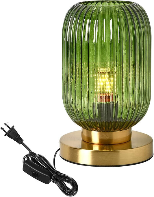 Mid-Century Green Glass Lamp