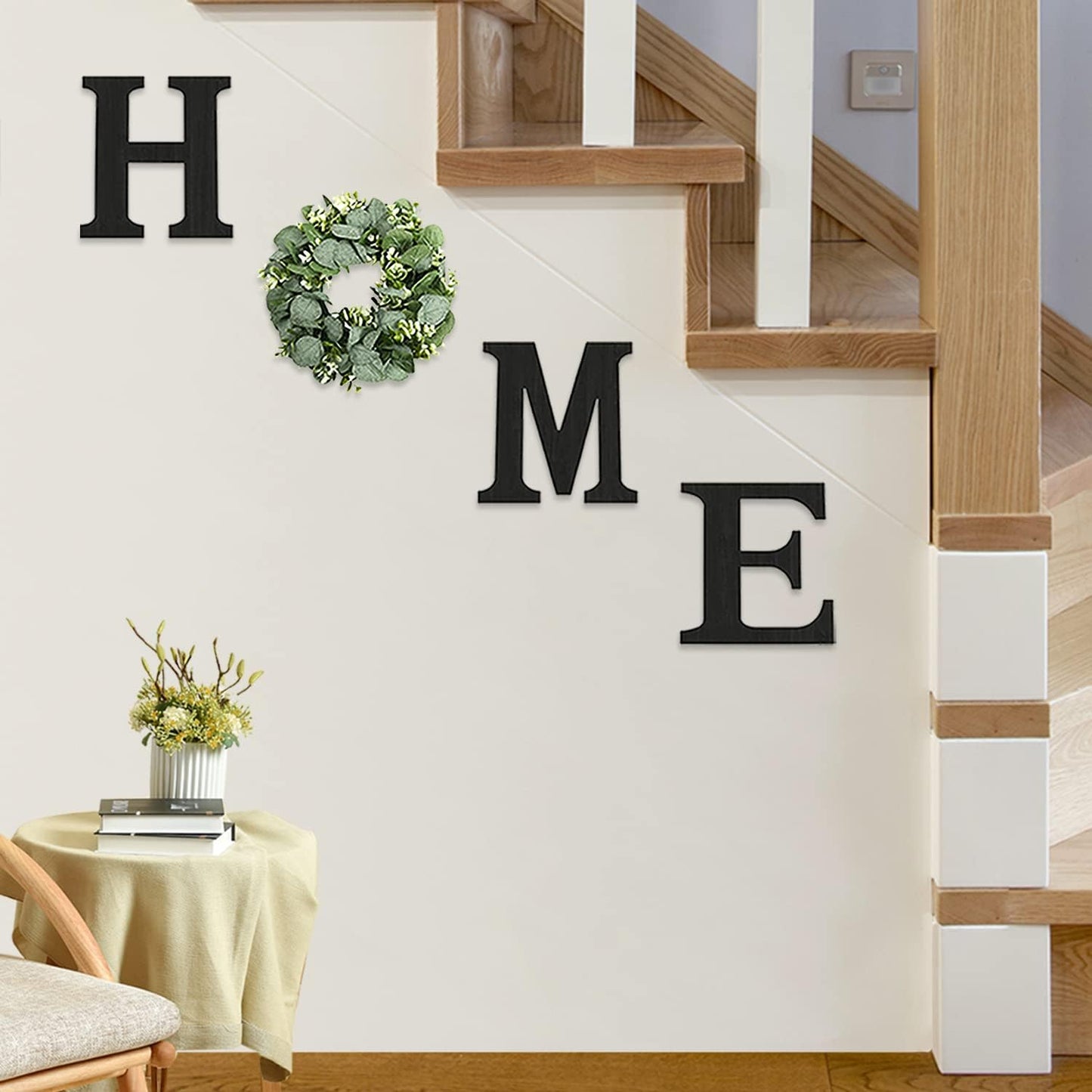 Wood Home Sign with Wreath