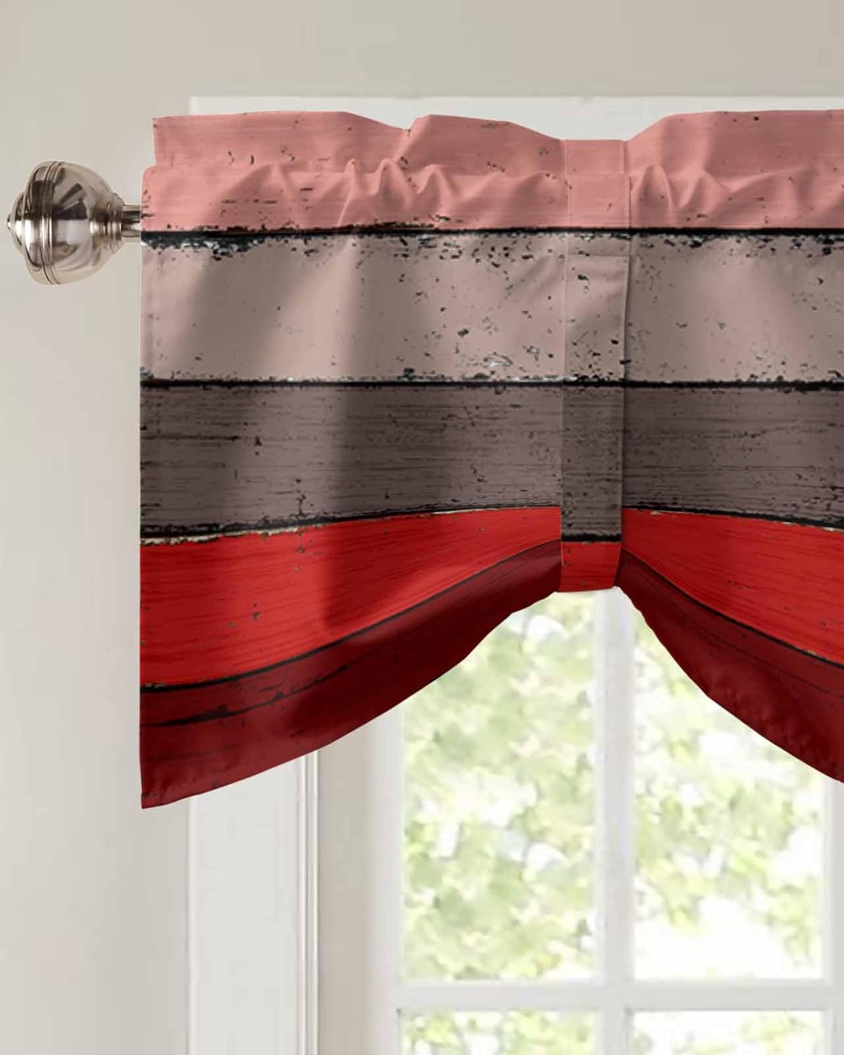 Red Wood Grain Window Valance