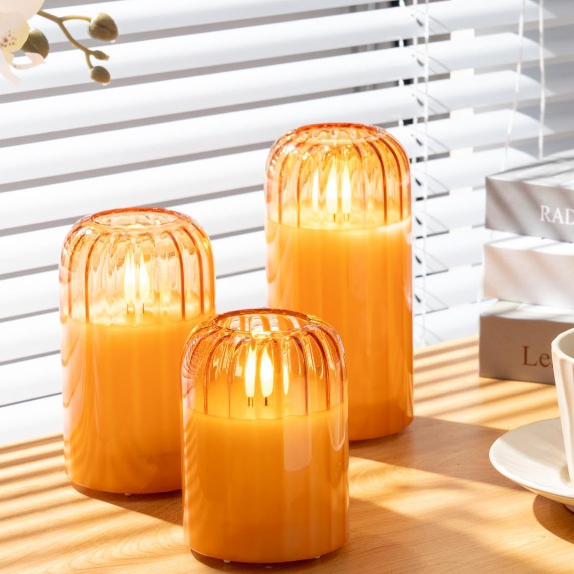 Gold Glass LED Candle Set