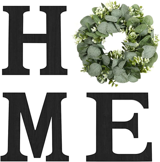 Wood Home Sign with Wreath