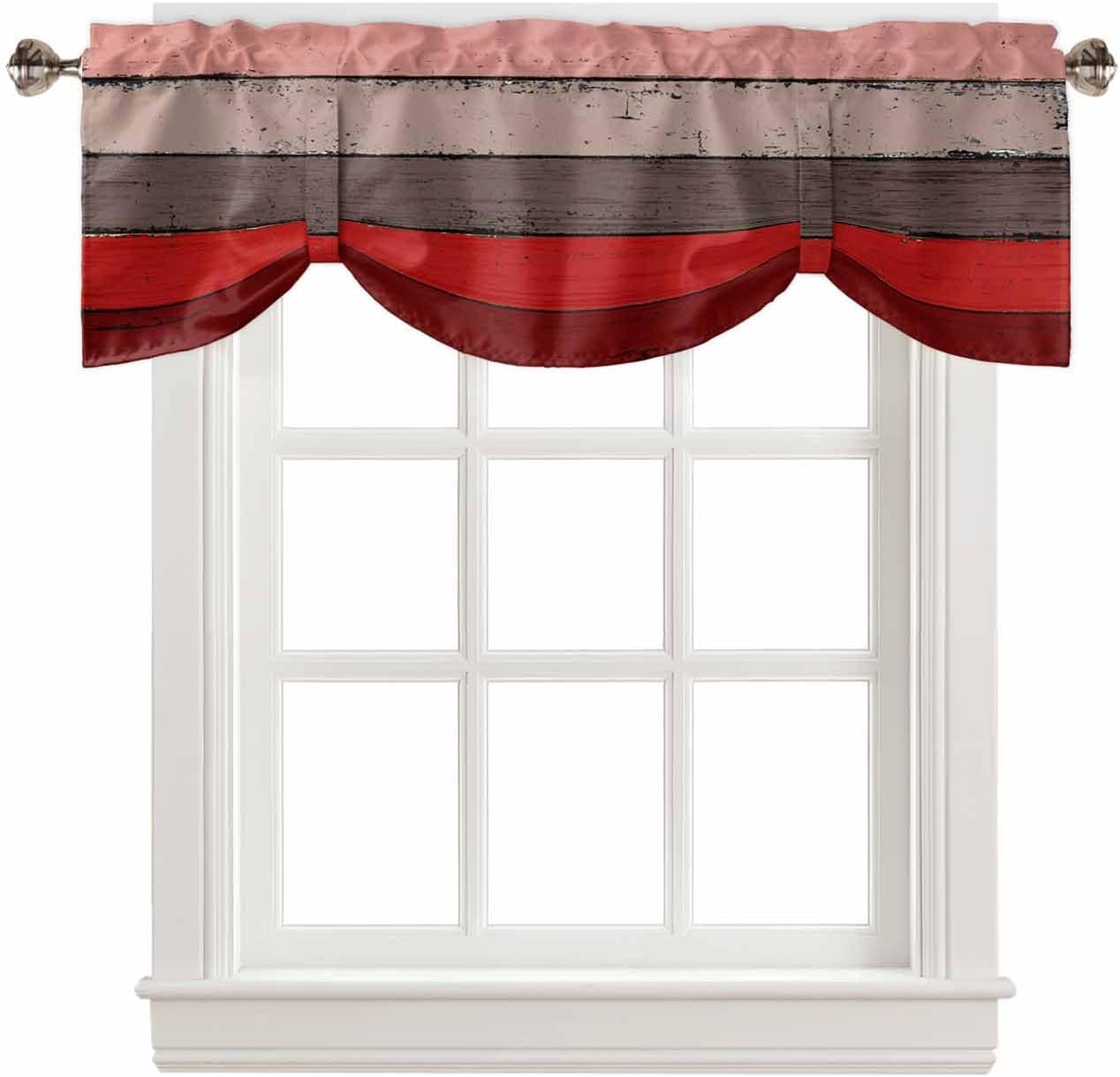 Red Wood Grain Window Valance