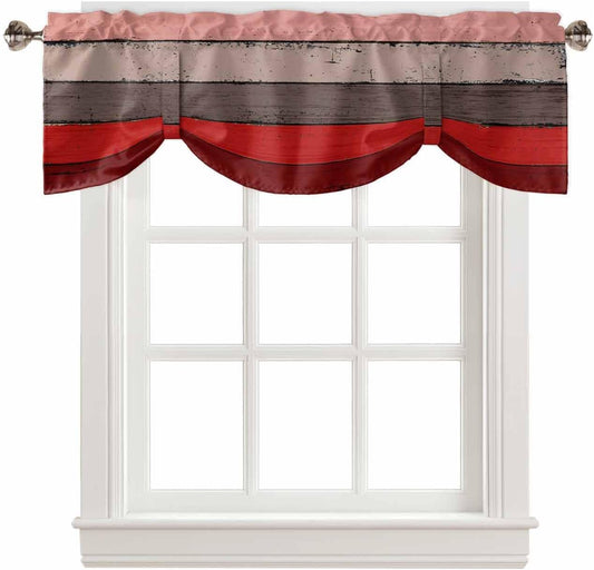 Red Wood Grain Window Valance