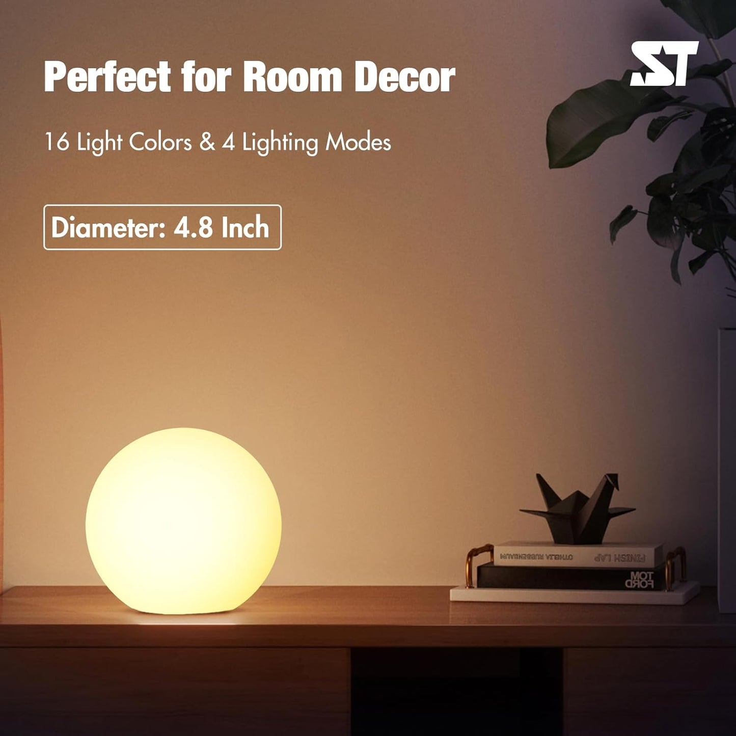 Kids Dimmable Night Light, 16 RGB Color-Changing Globe