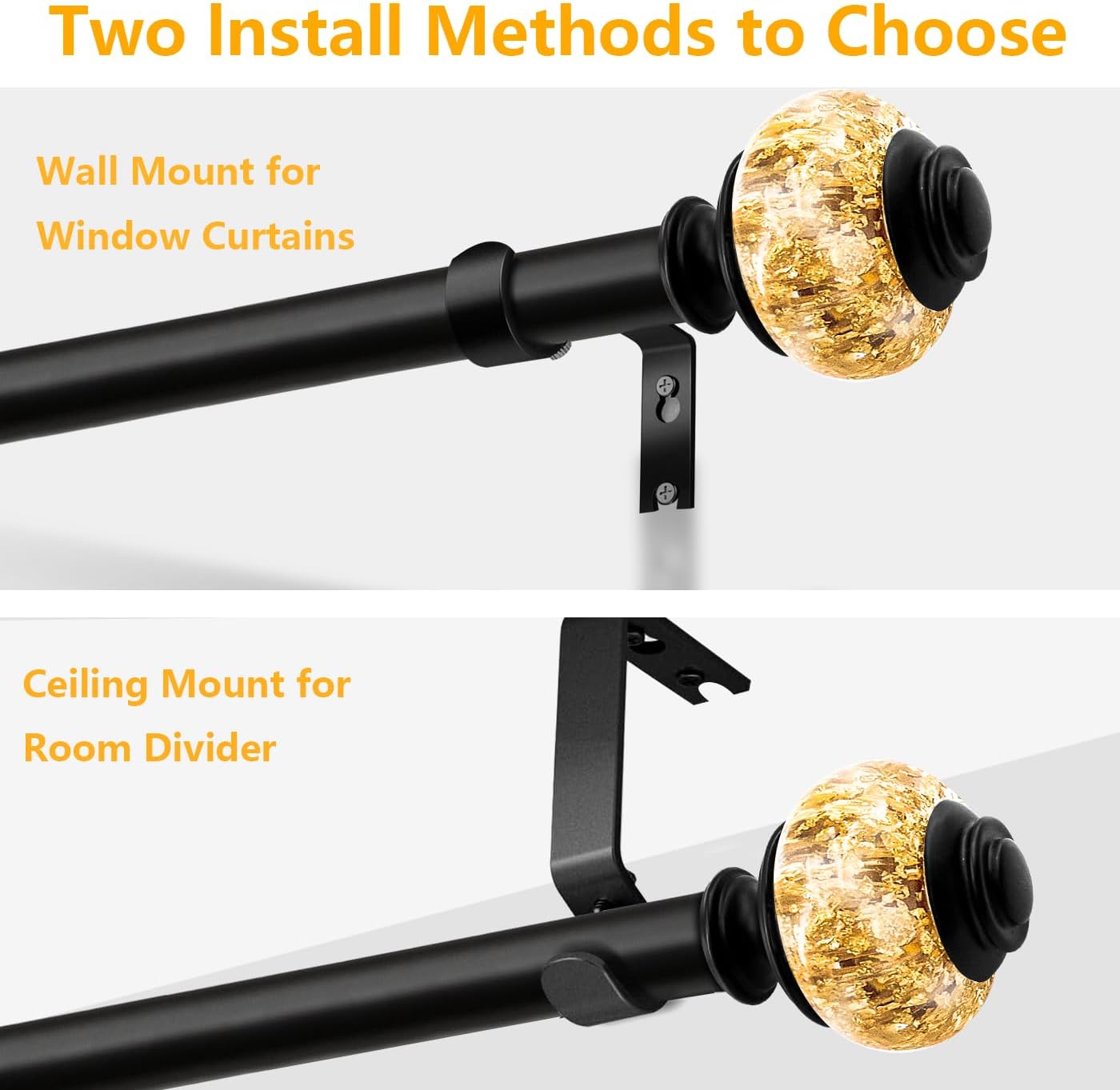 Black-Gold Curtain Rod Set