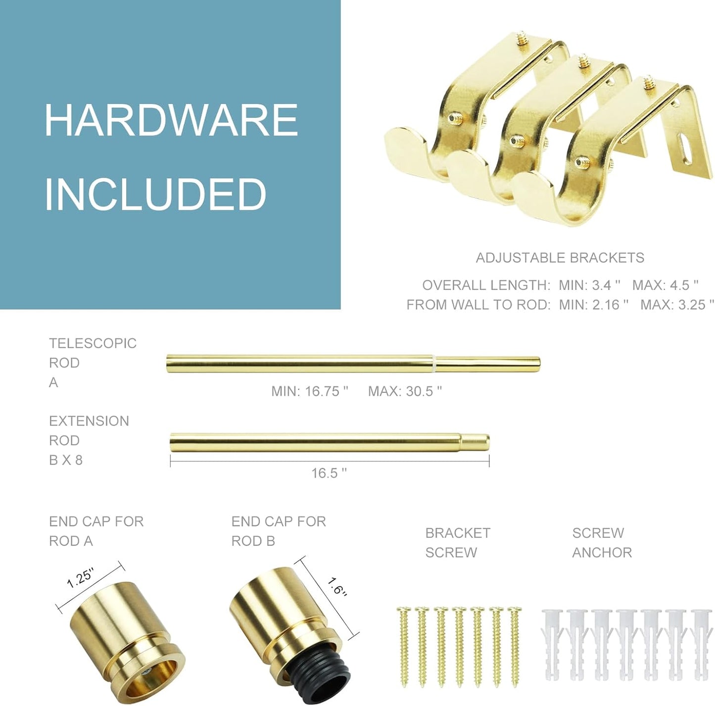 Adjustable Gold Curtain Rod