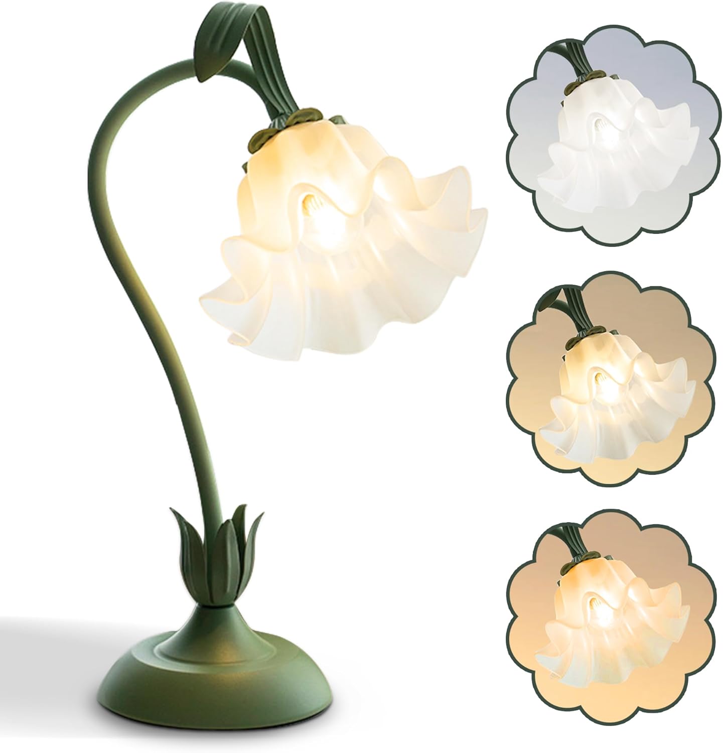Vintage Green Flower Lamp