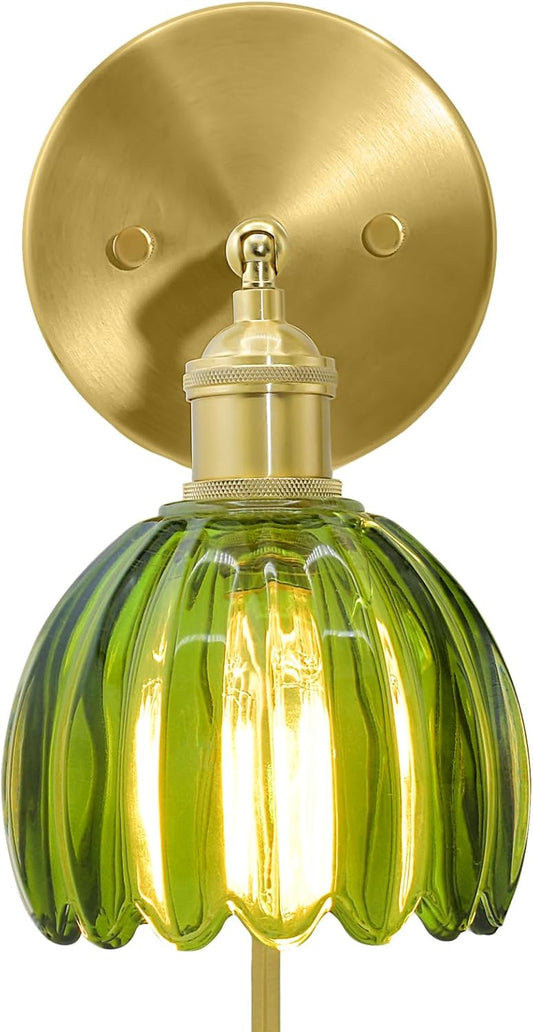 Vintage Green Tulip Sconce