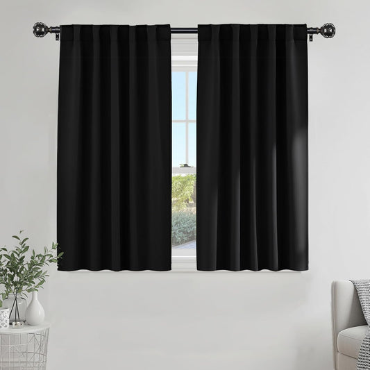 Pony Dance Black Short Blackout Curtains (Set of 2)