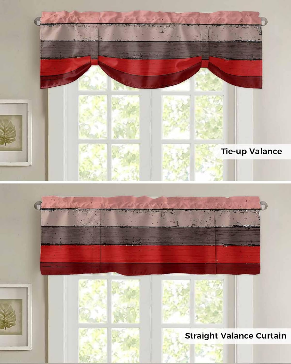 Red Wood Grain Window Valance