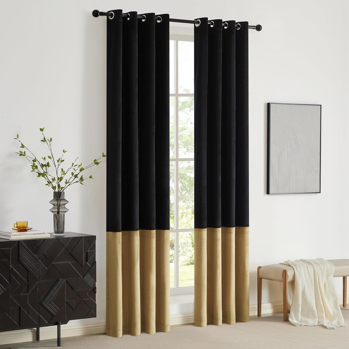 Black and Gold Velvet Curtains