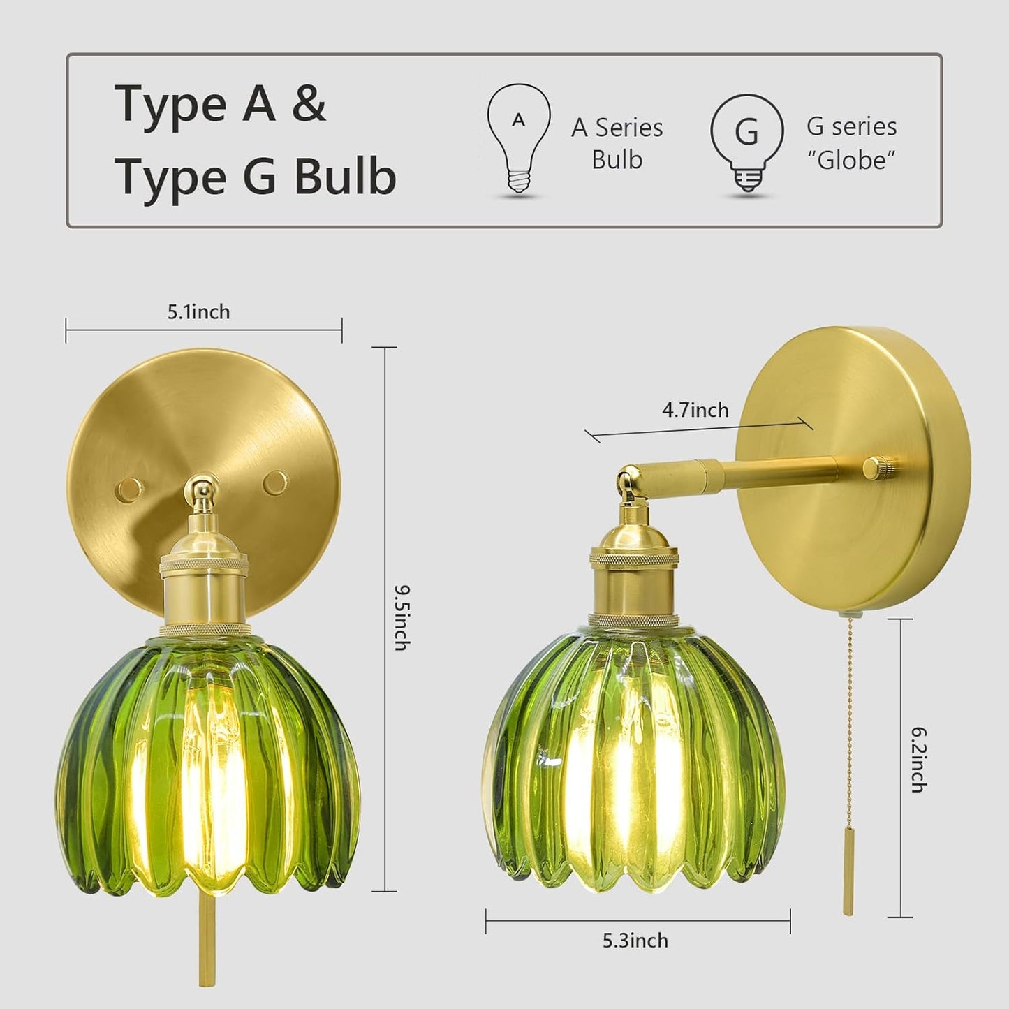 Vintage Green Tulip Sconce