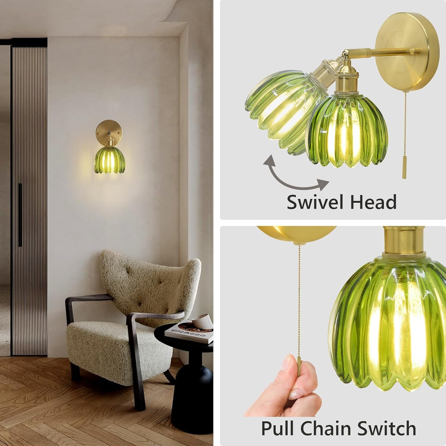 Vintage Green Tulip Sconce