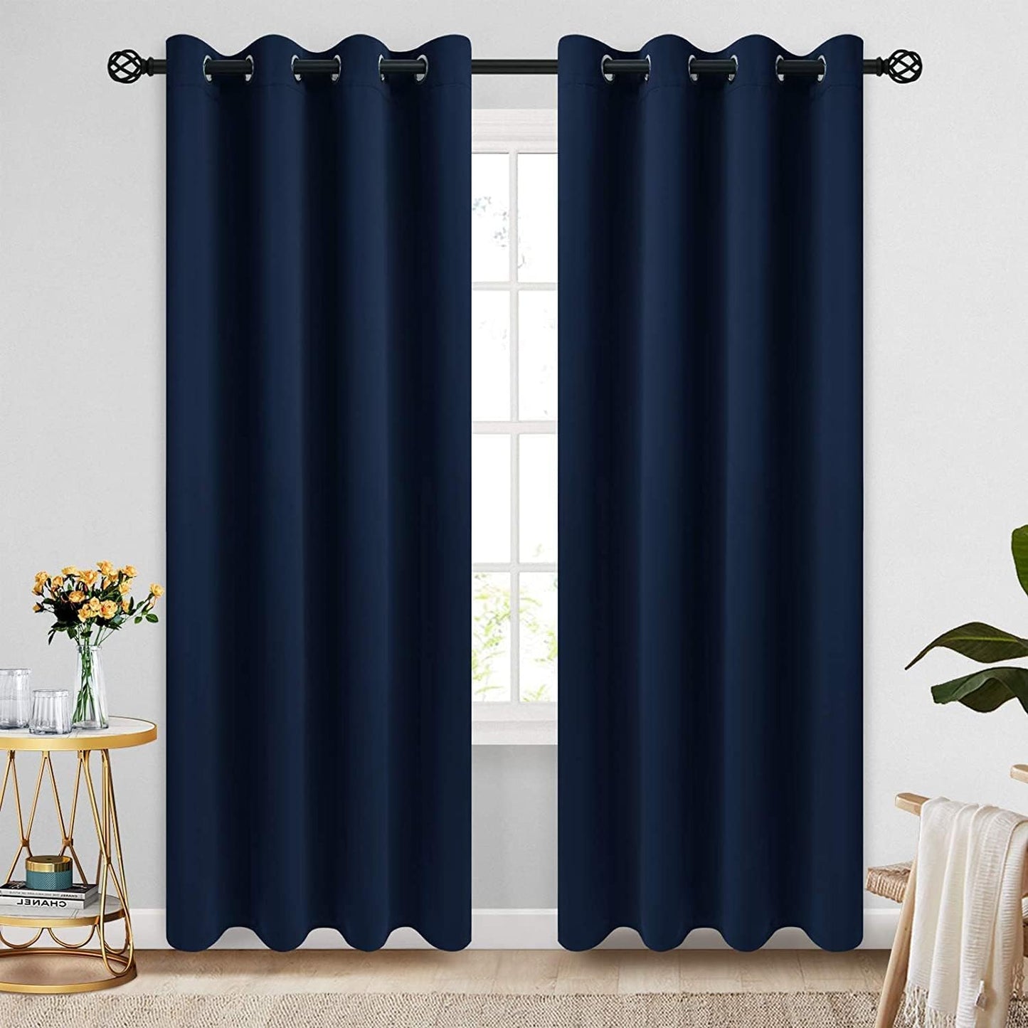 Navy Blue Thermal Blackout Curtains (Set of 2)