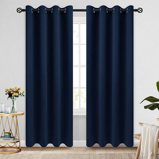 Navy Blue Thermal Blackout Curtains (Set of 2)