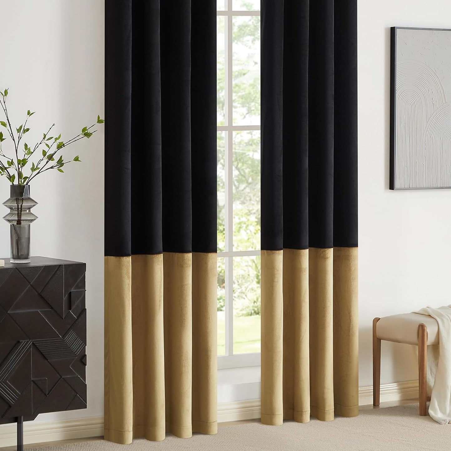 Black and Gold Velvet Curtains