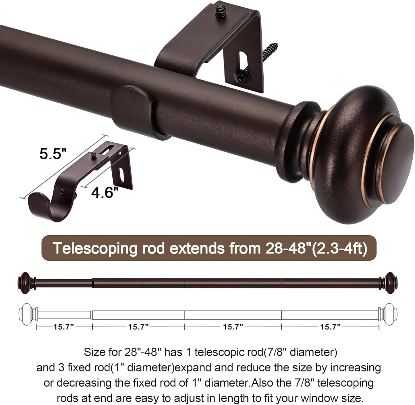 Decorative Single Curtain Rod - Bronze/Gold