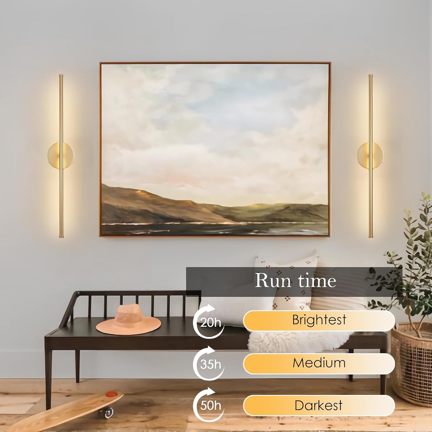 Battery Operated Gold Wall Sconces