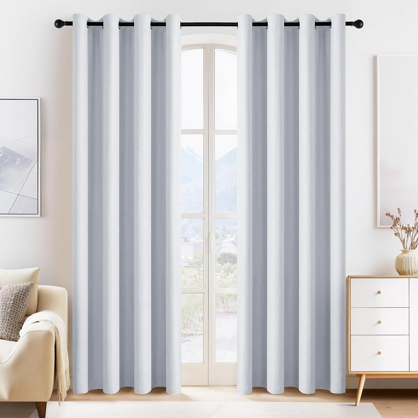 Greyish White Darkening Curtains