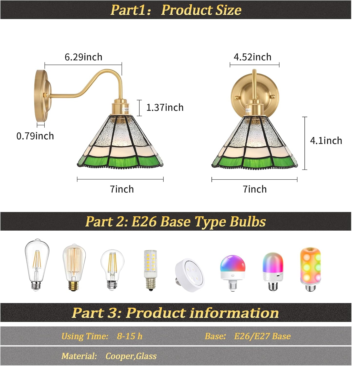 Vintage Green Tulip Sconce