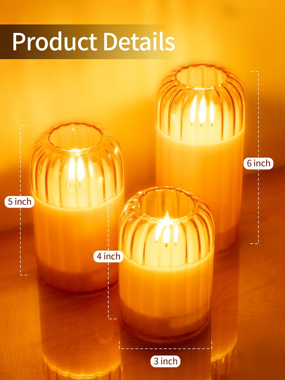 Gold Glass LED Candle Set