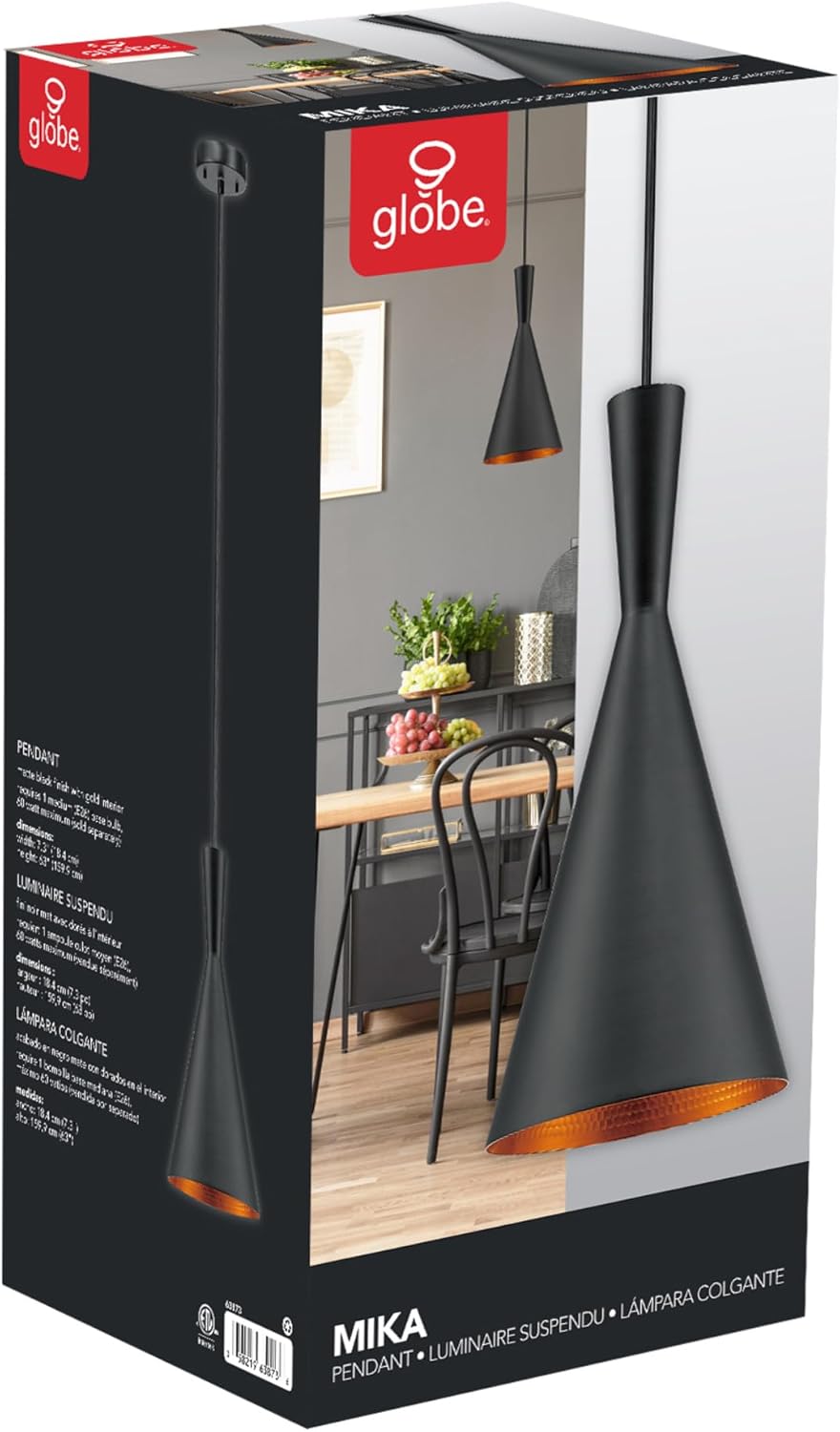 Black Hourglass Pendant Light