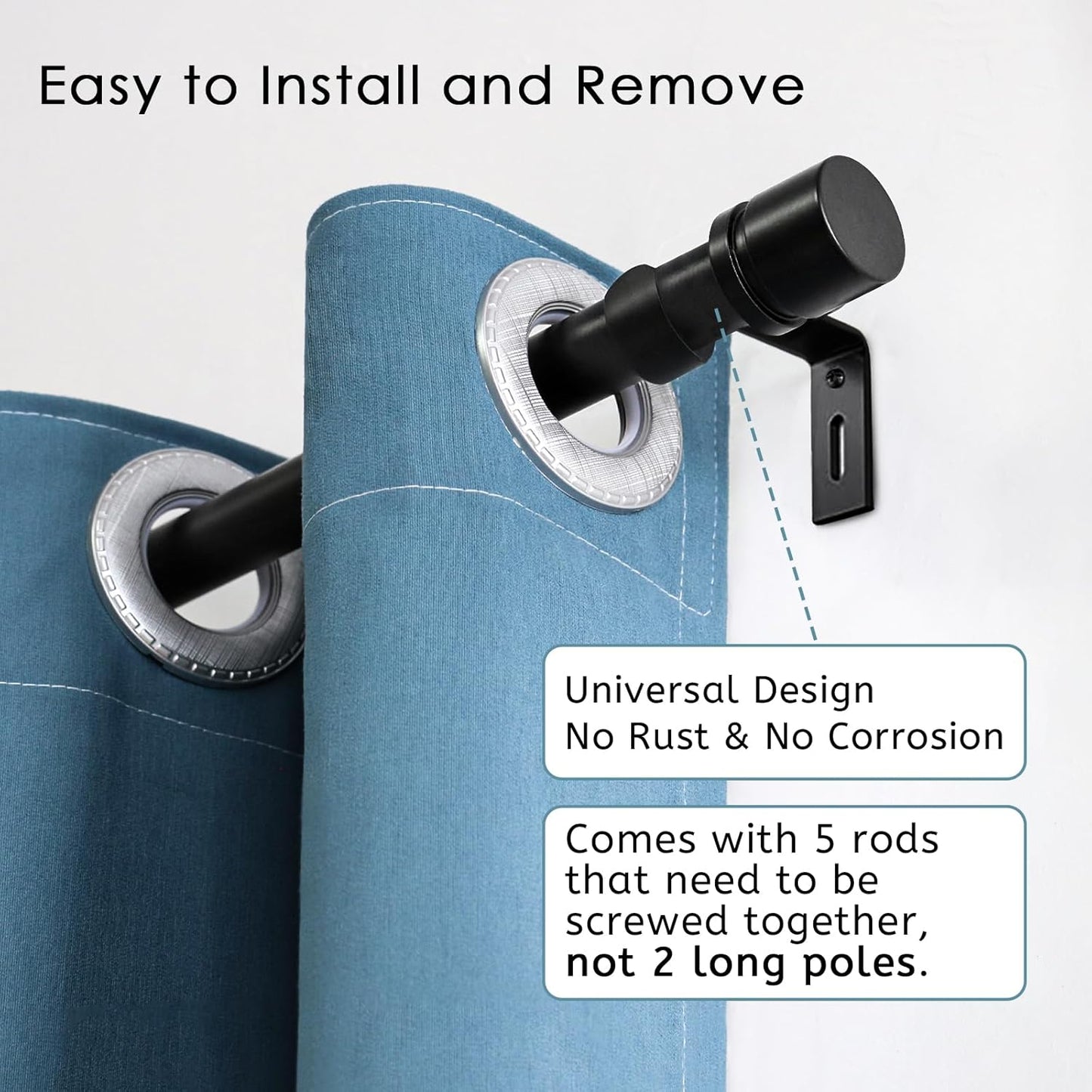 Adjustable Black Curtain Rod