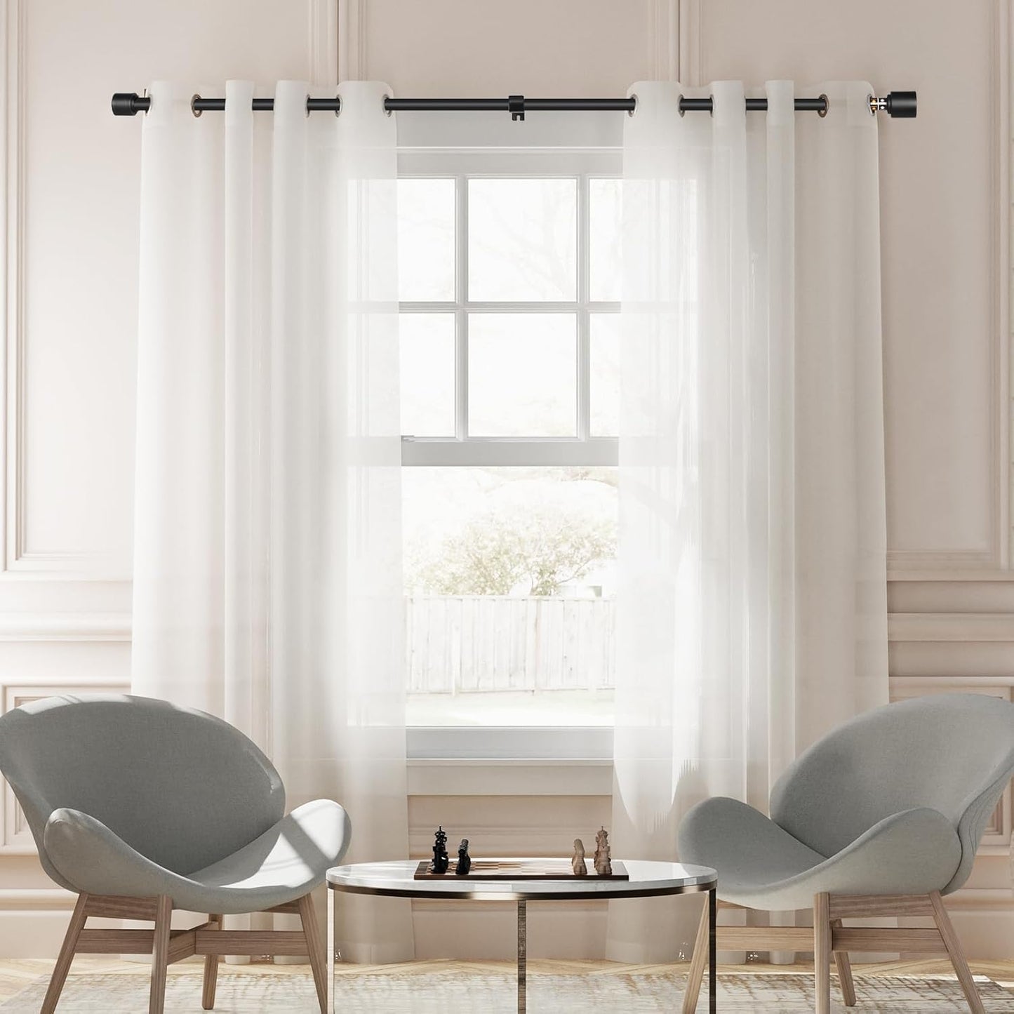 1" Matte Black Adjustable Curtain Rod (Up to 144")