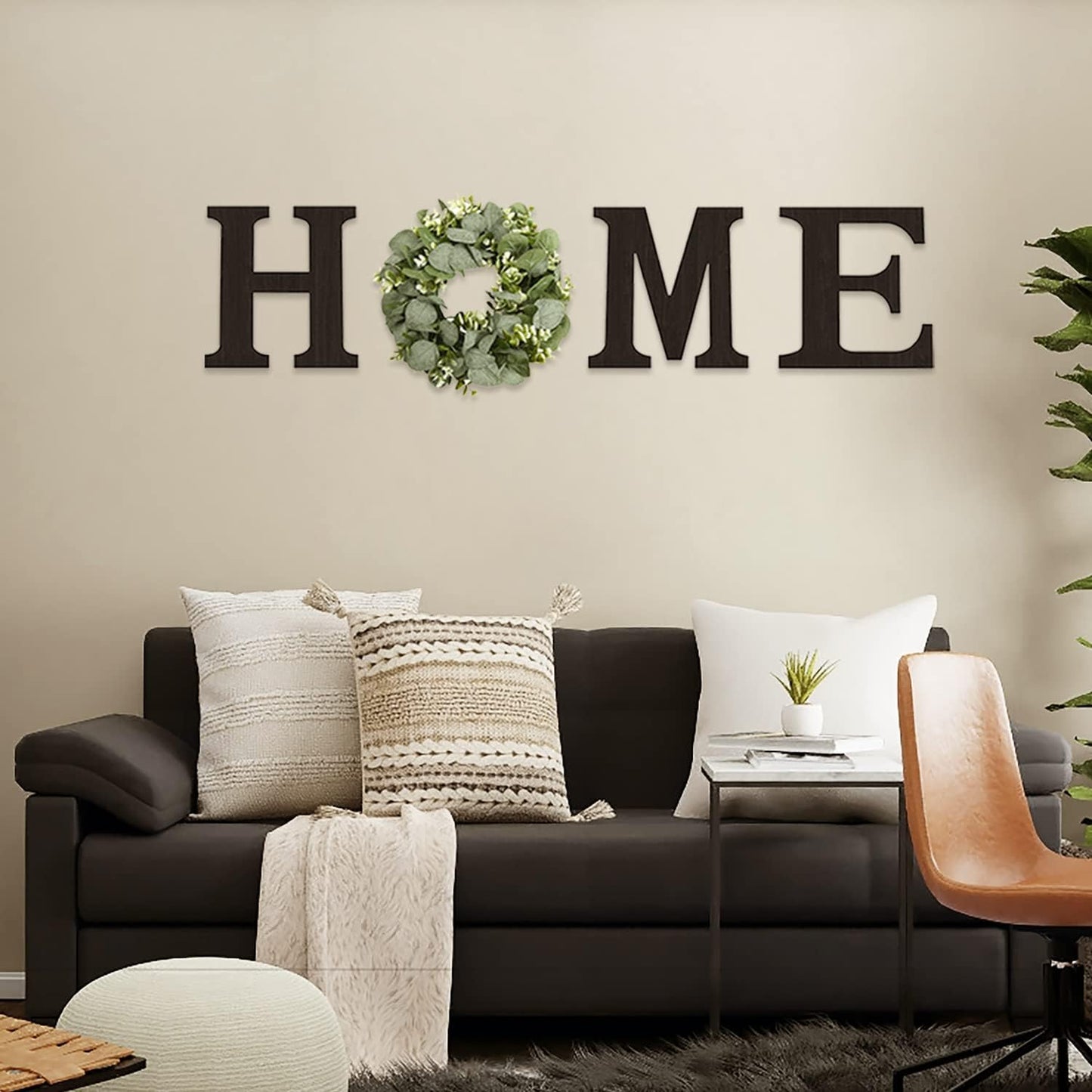 Wood Home Sign with Wreath