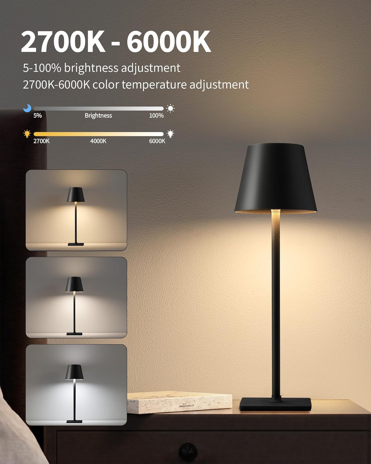 Cordless Black Table Lamp