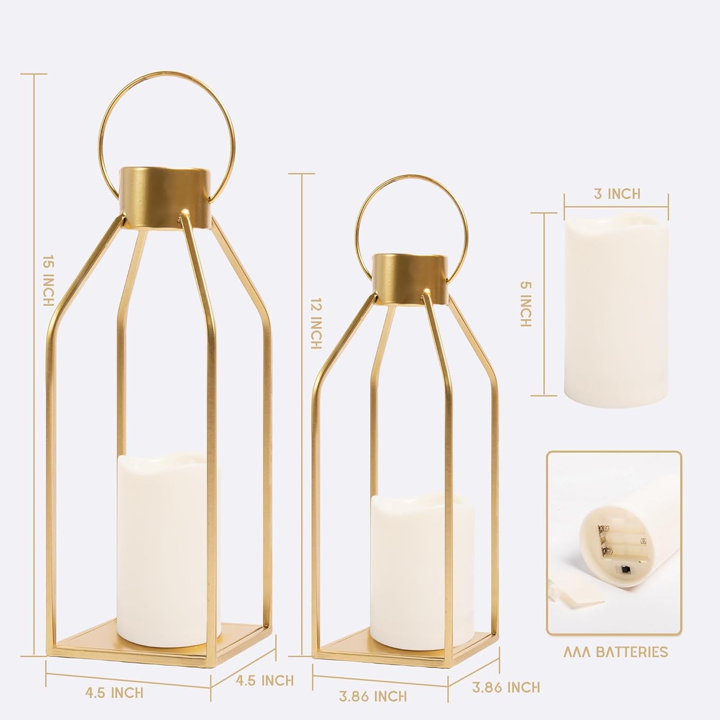 Gold Metal Candle Lanterns