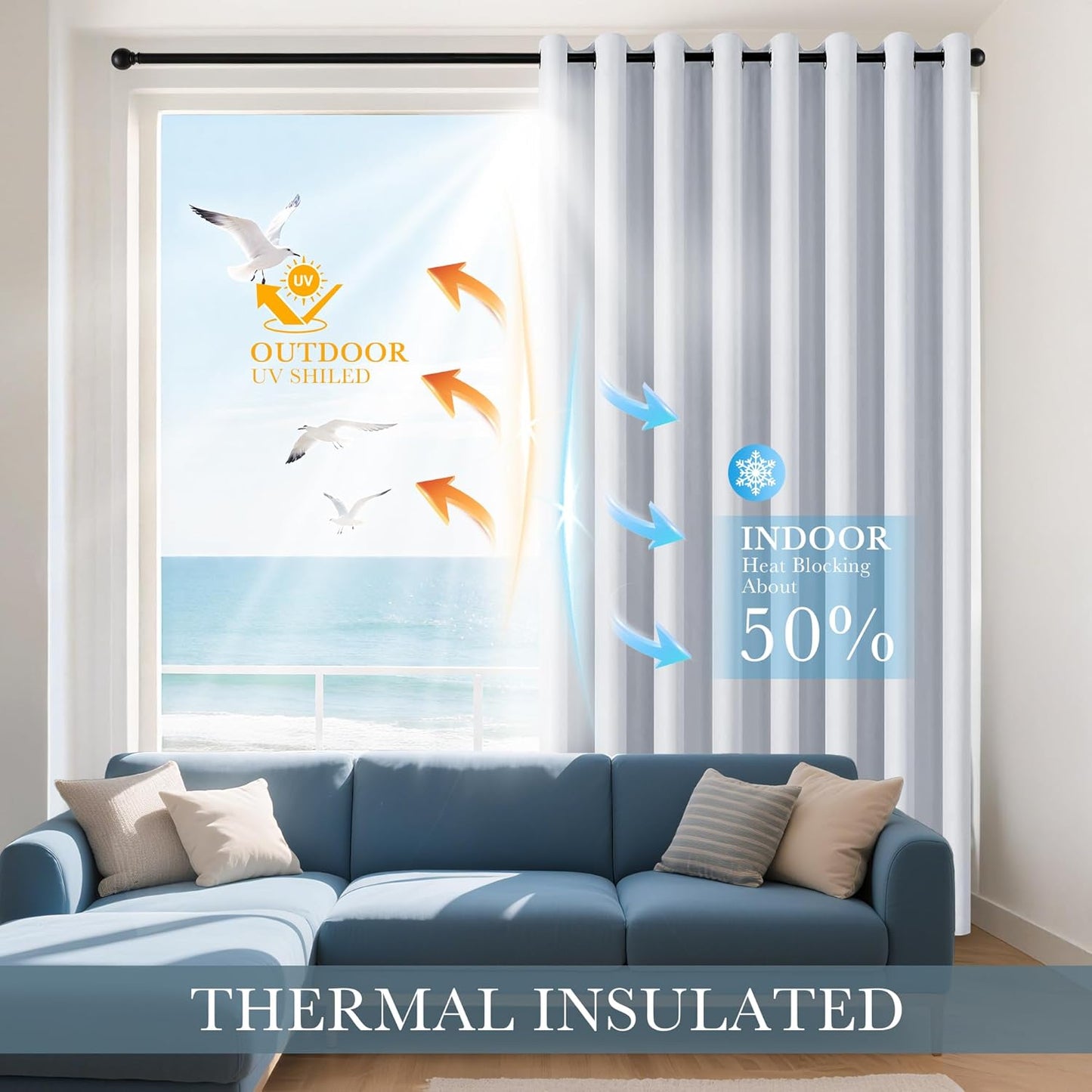 Greyish White Darkening Curtains