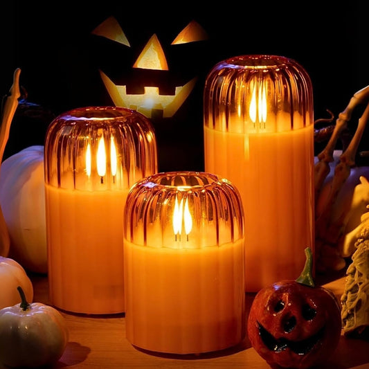 Gold Glass LED Candle Set