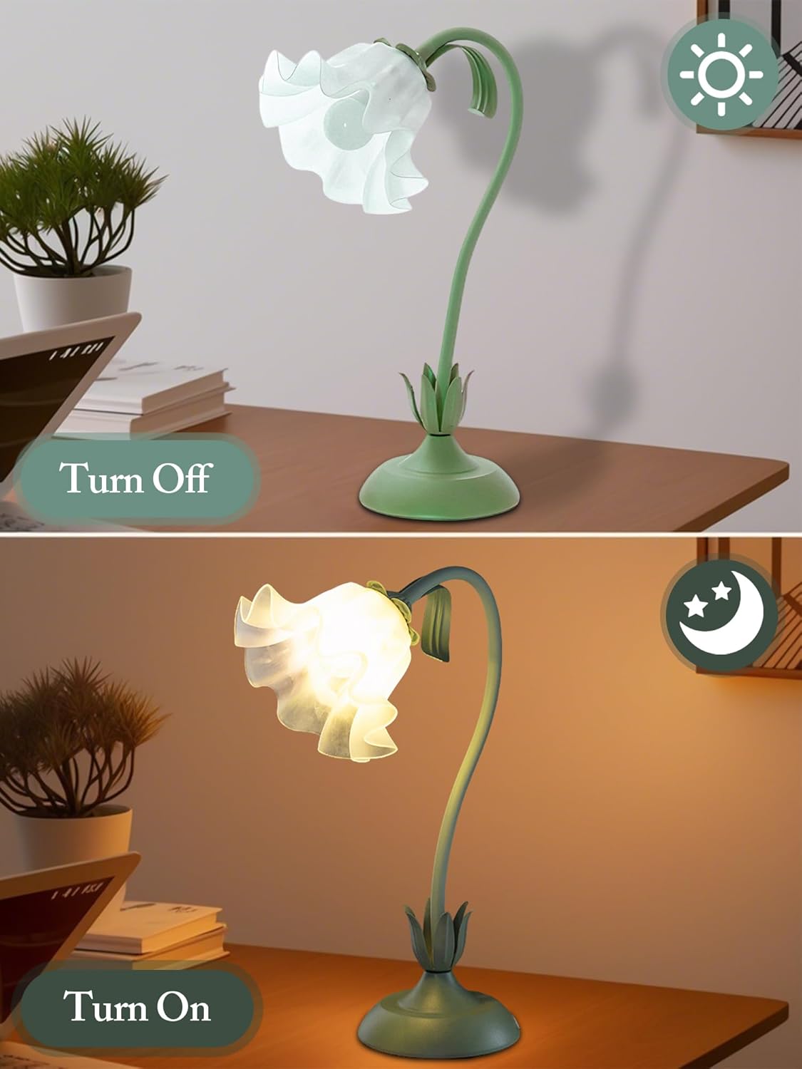 Vintage Green Flower Lamp