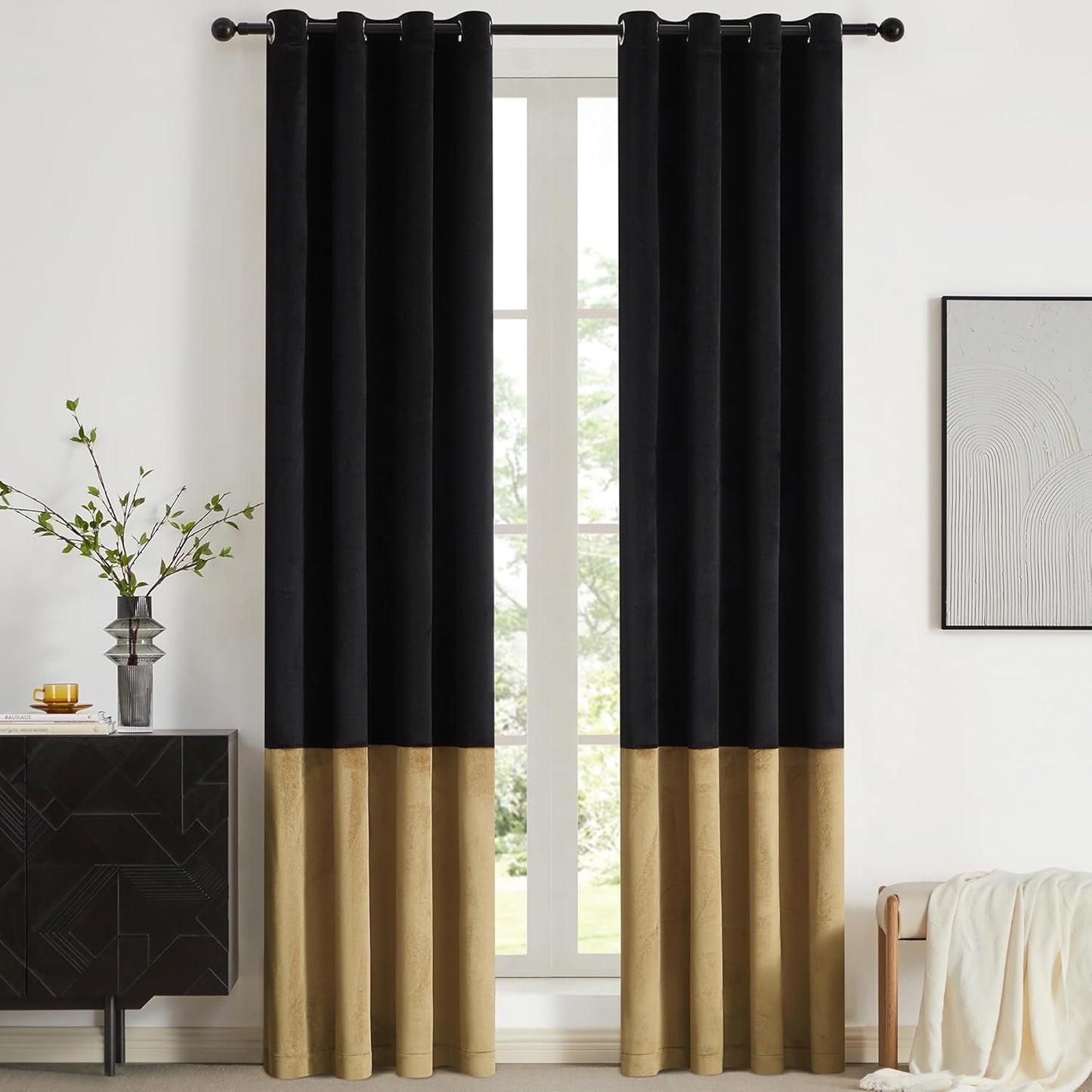 Black and Gold Velvet Curtains