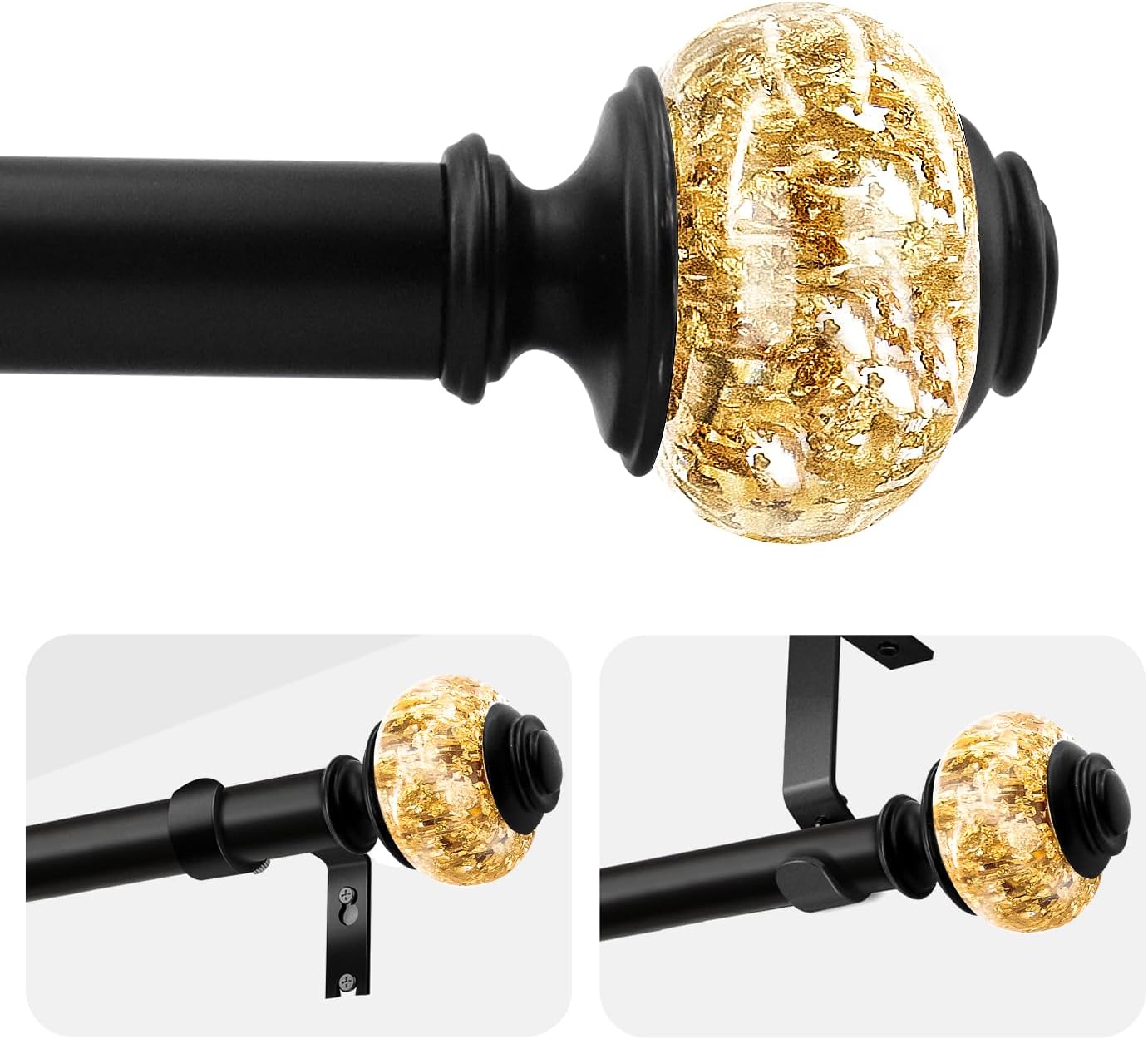 Black-Gold Curtain Rod Set