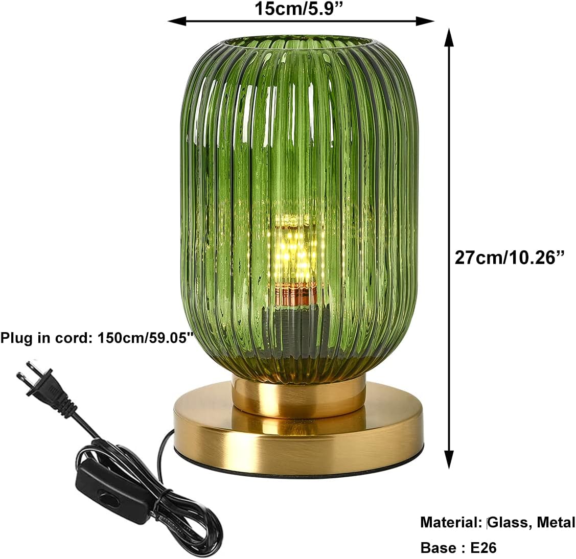 Mid-Century Green Glass Lamp