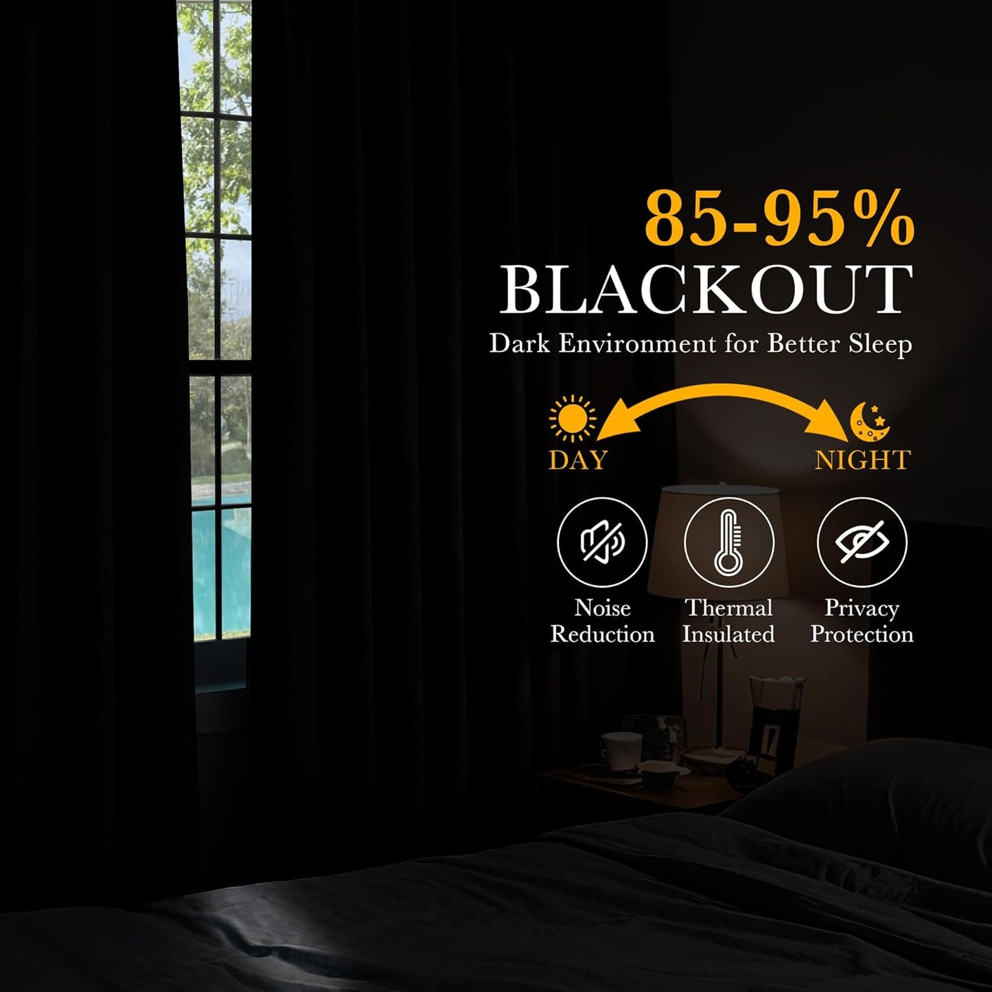 Pony Dance Black Short Blackout Curtains (Set of 2)