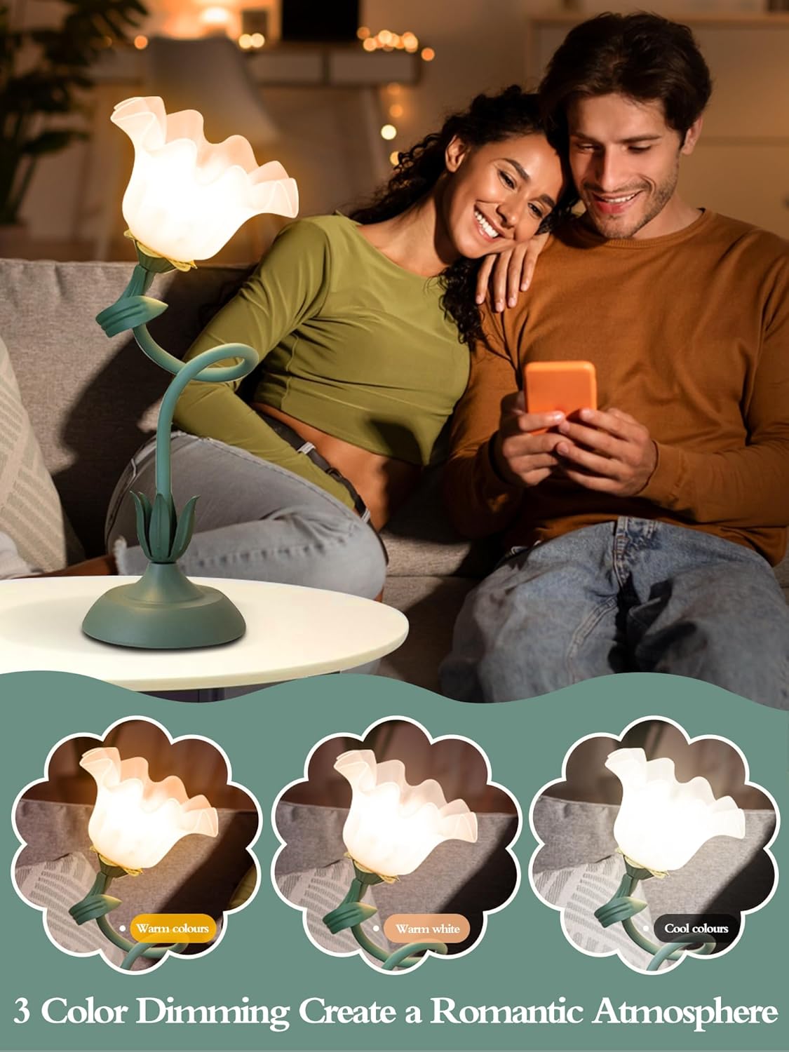 Vintage Green Flower Lamp