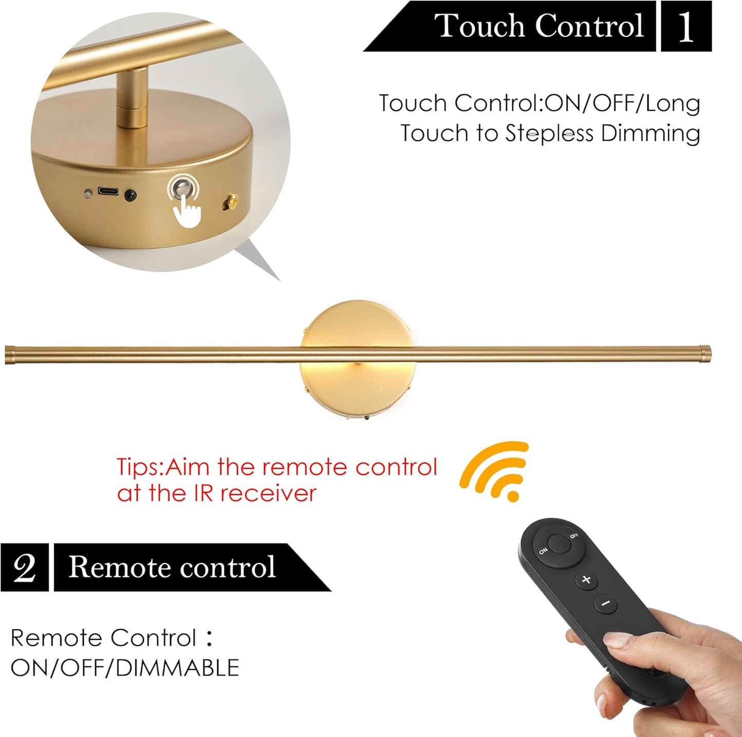 Battery Operated Gold Wall Sconces