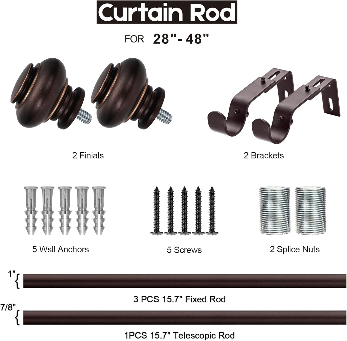 Decorative Single Curtain Rod - Bronze/Gold