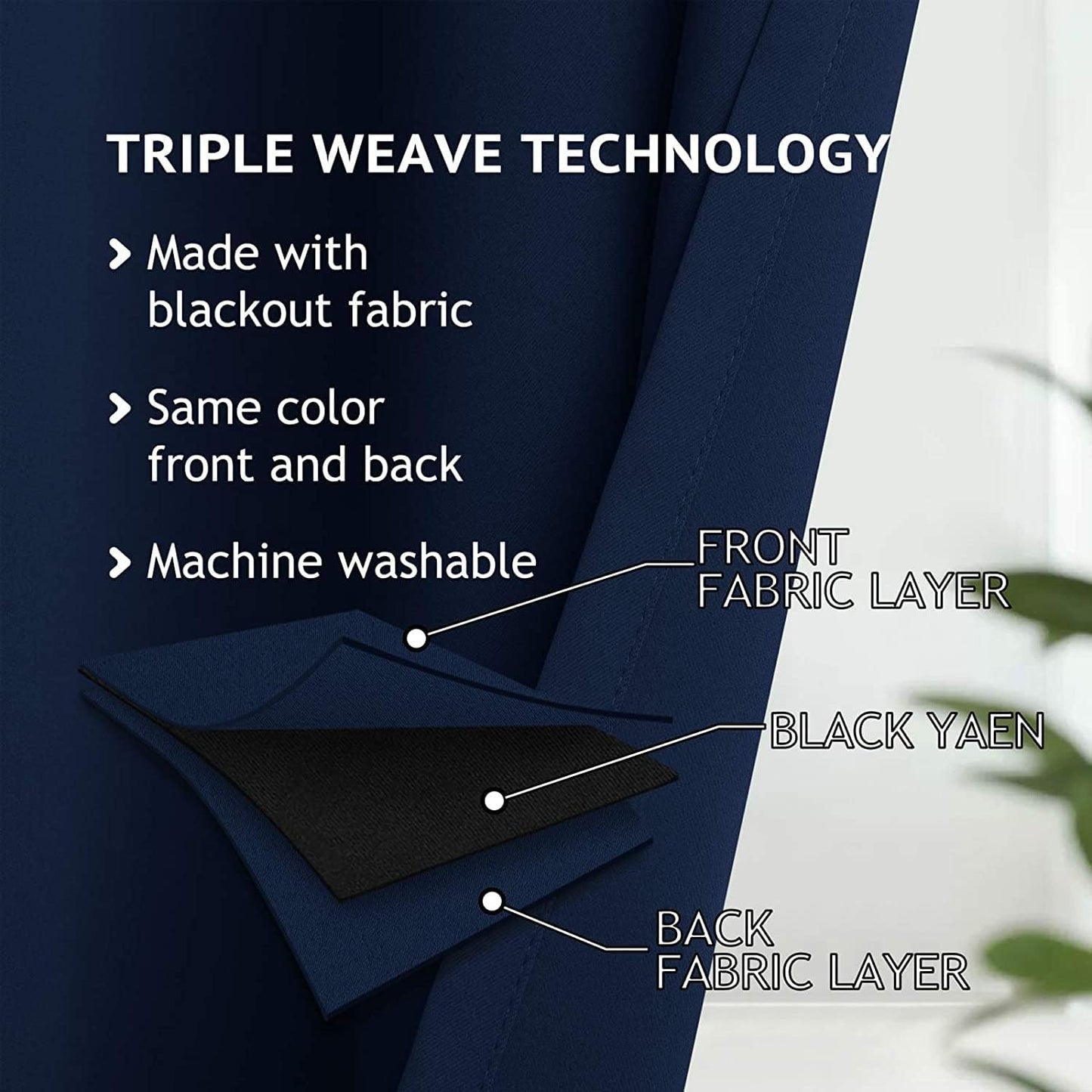 Navy Blue Thermal Blackout Curtains (Set of 2)