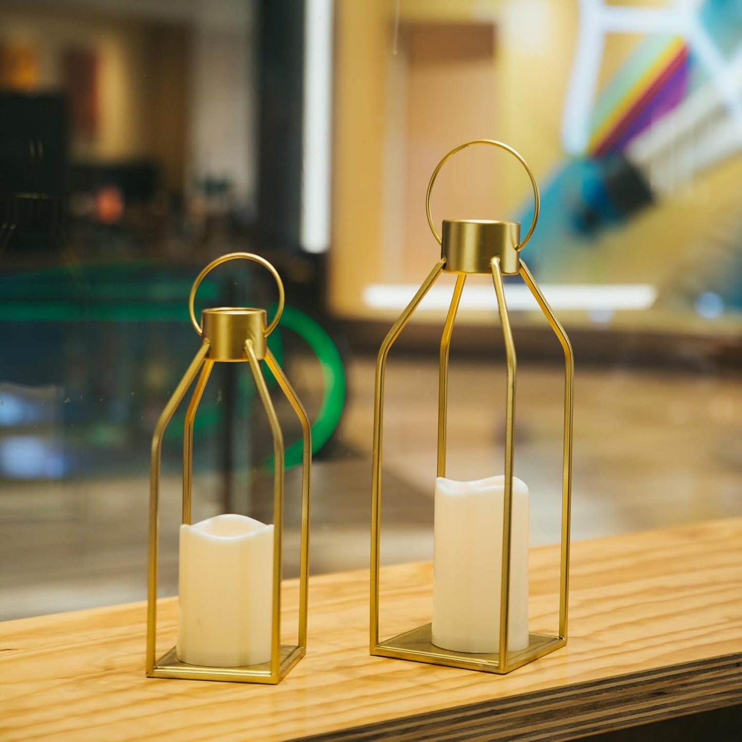 Gold Metal Candle Lanterns