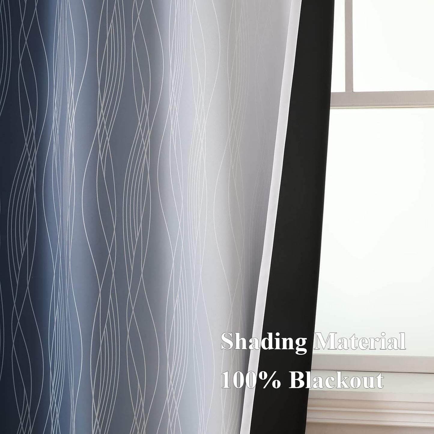 Navy & Grey Ombre Blackout Curtains (Set of 2)