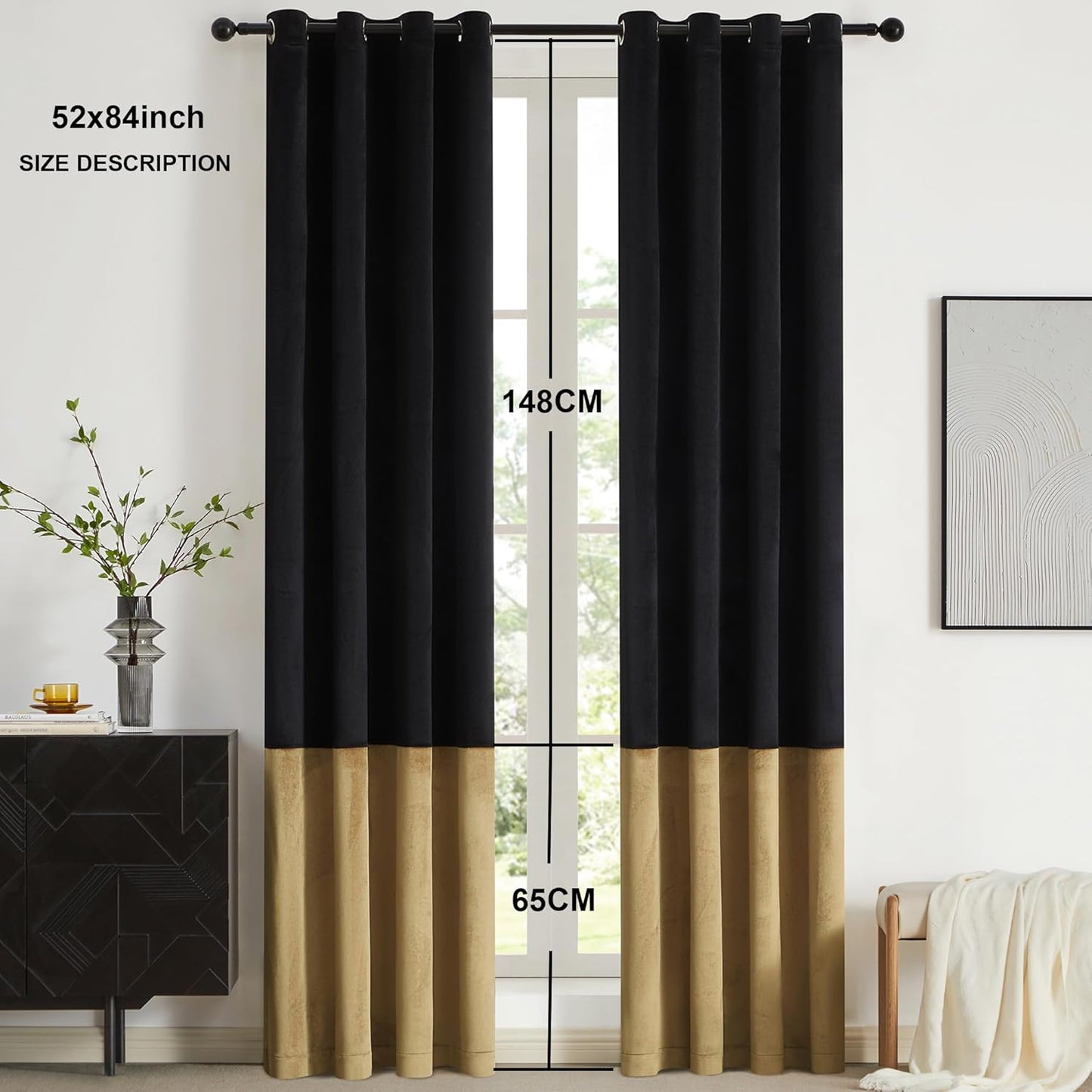 Black and Gold Velvet Curtains